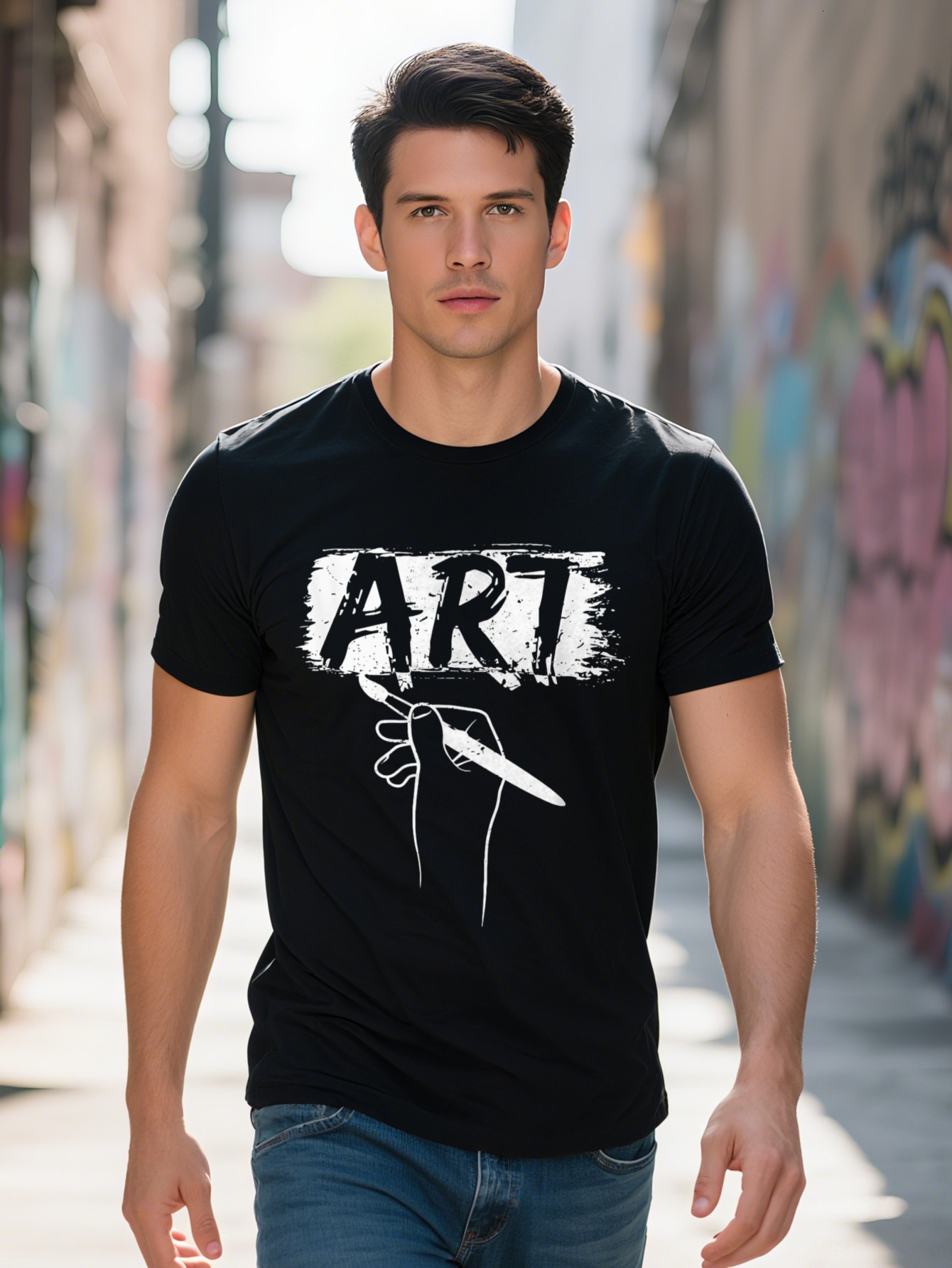 Men s Artist Inspired Cotton T Shirt Funny ART Graphic Design Short Sleeve Round Neck Artistic Gift for Painters