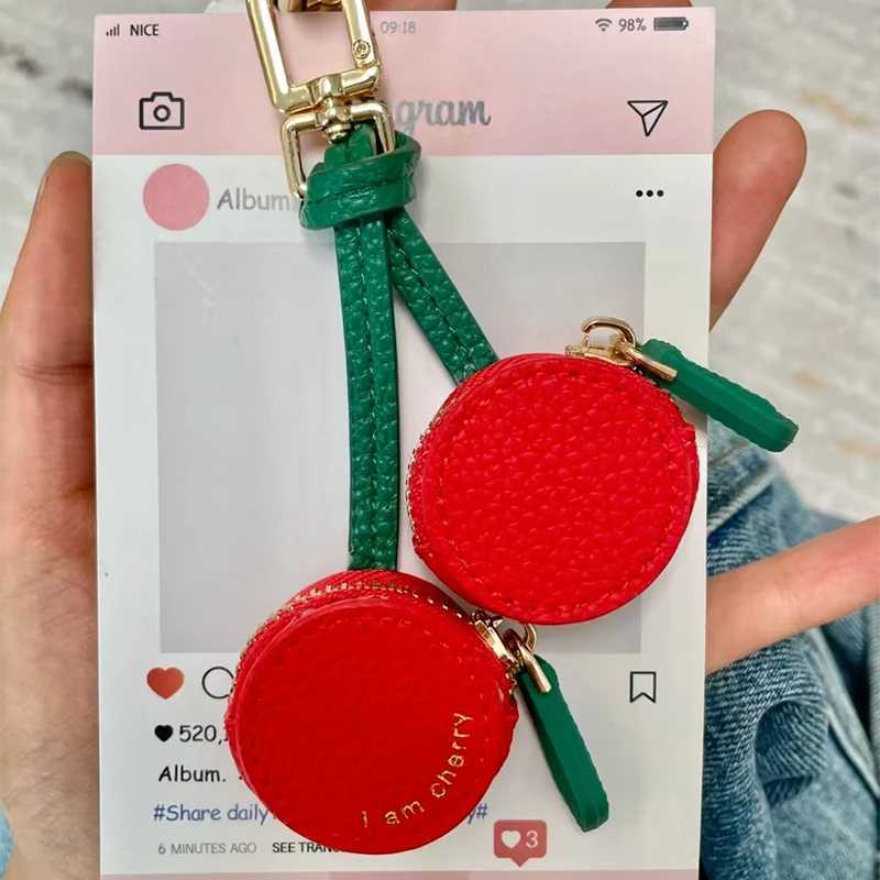 Cute Cherry Leather Bag Pendant Fruit Keychain Mini Purse Exquisite Small Versatile High Quality Kawaii Japan Brand Coin Bag