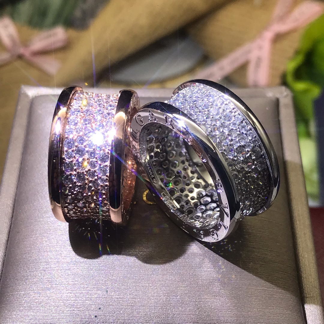 18K Rose Gold Plated Wedding Ring Set, Small Waist Pave Band with Full Round Diamonds, Preppy Style Engagement Jewelry