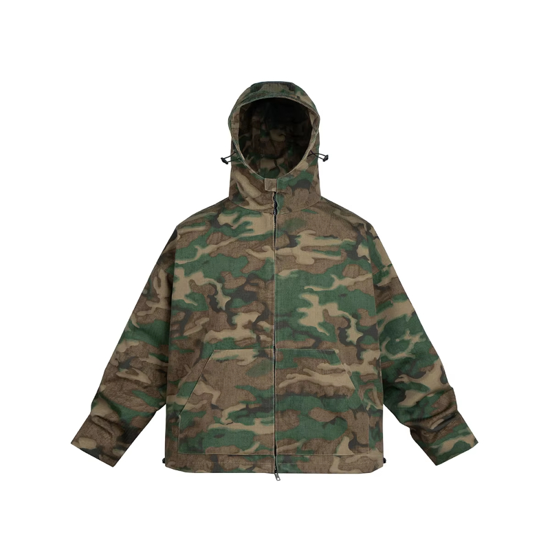 MIJKO Streetwear Color Match Camouflage Hooded Jacket for Men and Women Windbreaker Casual Loose Coat Outwear Baggy Patchwork Clothes