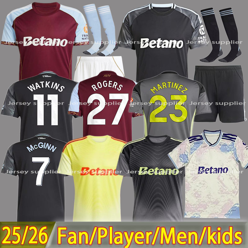 25 26 WATKINS Soccer Jersey new season AsTonse villAes kit Home Away Football Shirt Rashford M.Asensio Camisetas McGINN Tielemans RAMESY men kids kits