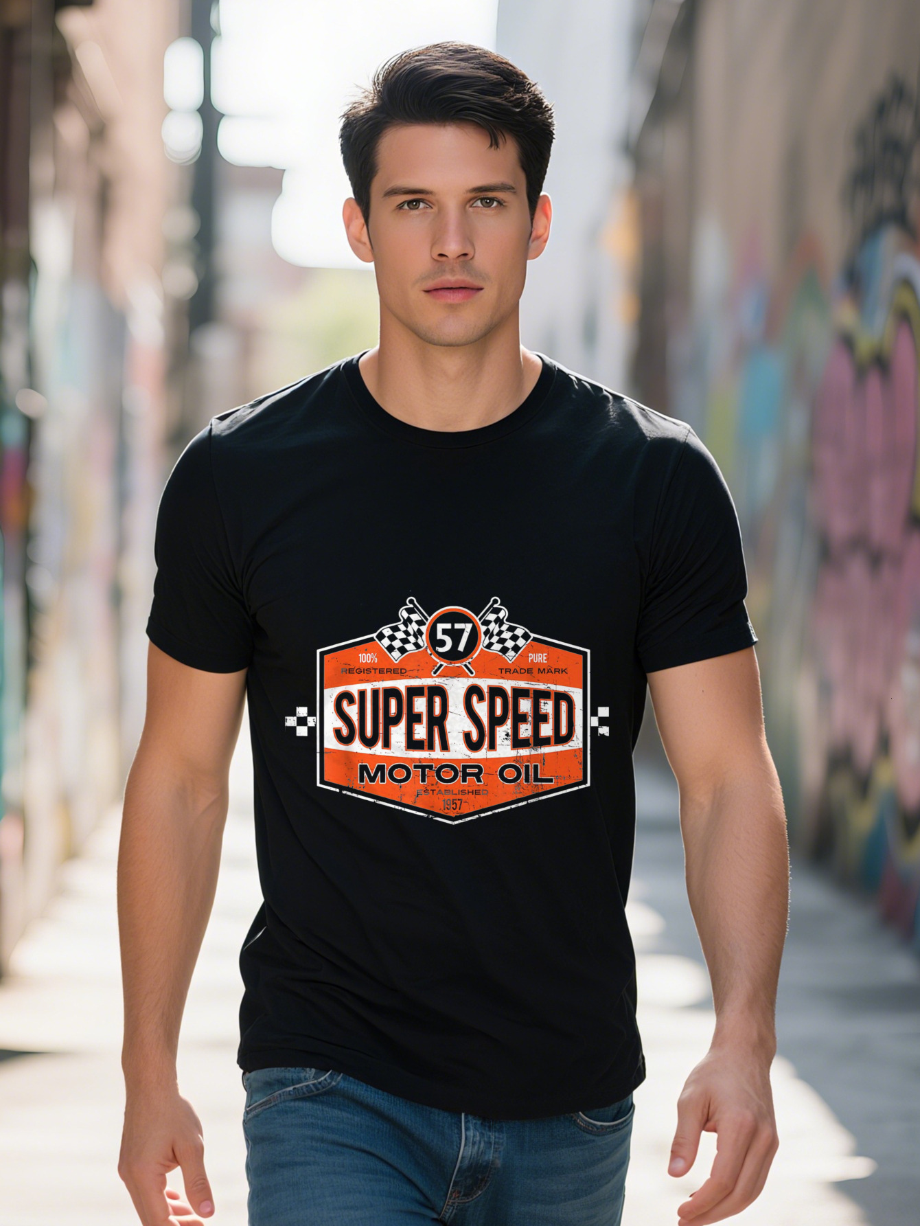 Super Speed Motor Oil Distressed T-shirt Shirts Women Men Cotton T Shirt