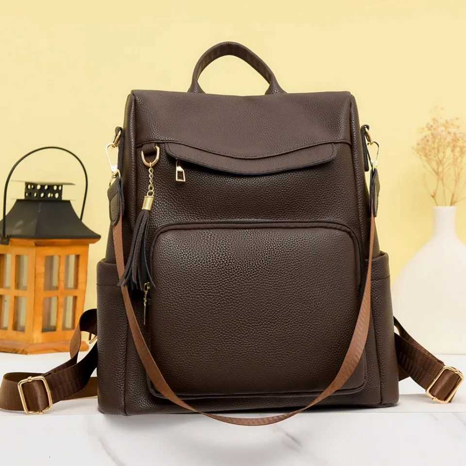 Womens PU Leather Backpack Black Brown School Bags Travel Rucksack Fashion Designer Ladies Casual Simple Bag Pack Backpack Z250802