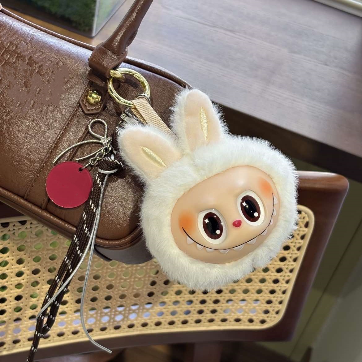 Labubu Popmart bag pendant plush key rearview mirror pendant Keychains V1 V2 V3 Gift Unisex Fashion Cute