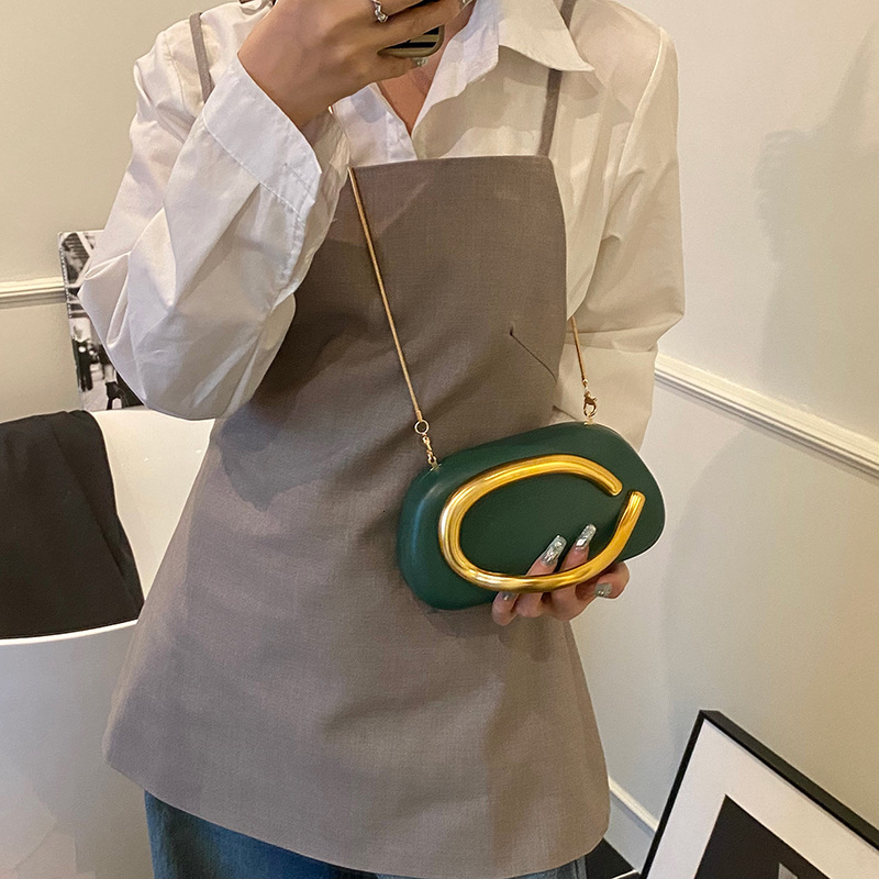 Lanjia- European And American Classic Round Box Hand-Held Dinner Free Shipping Designer Metal Handle Chain Single Shoulder Crossbody Bag Retro Mini Ha