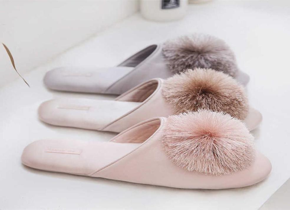 Women House Slippers 2020 Slides Memory Slip-on Comfort Tassel Pom-Pom Home Shoes Wedding Bedroom Non-slip Indoor X09254710441