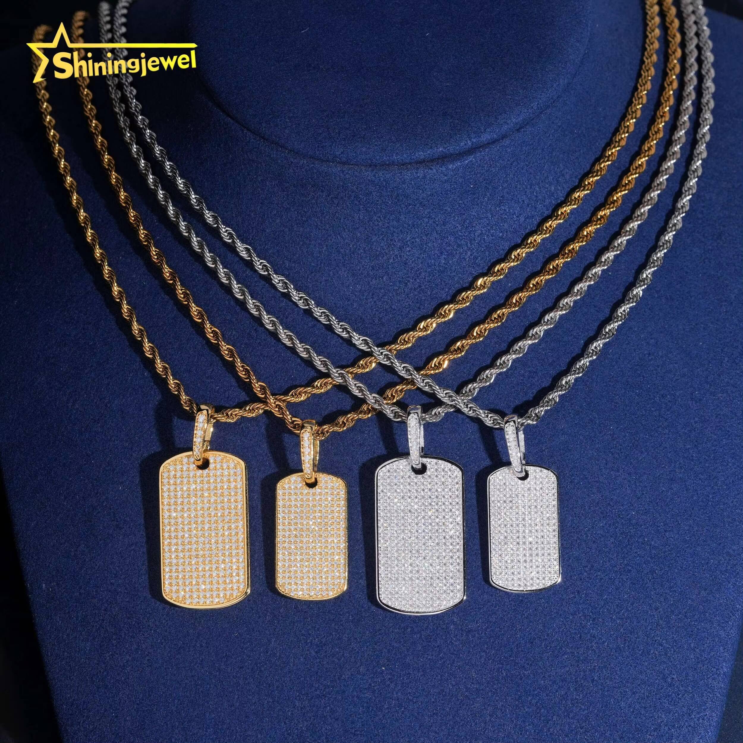 Hot Sell Design Tag Pendant Hip Hop Iced Out Pass Diamond Test Moissanite 925 Sterling Silver Gold Plated Moissanite Pendant