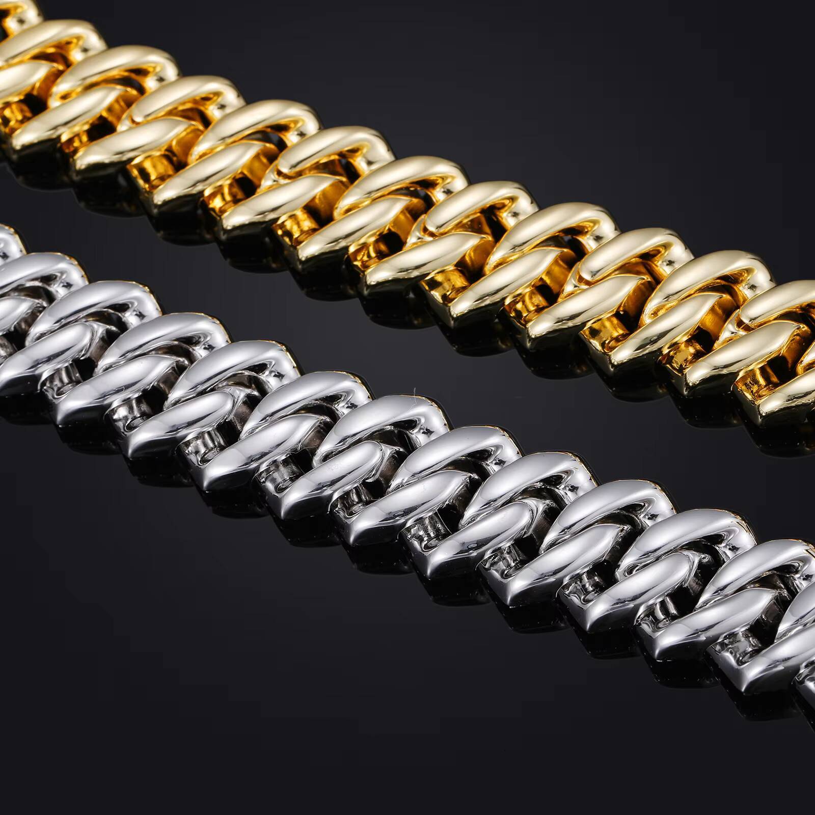 Factory Price Punk Style Mens Jewelry Luxury 18mm Full Paved 3 Rows 5A CZ Diamond Iced Out Cuban Link Chain Bracelet