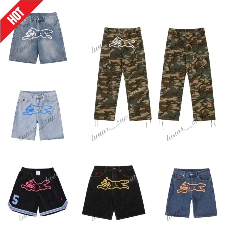 Billionaires Boys Club Shorts Designer Short Man Pant Bbc Icecream Shorts Y2k Jeans Haruku Hip Hop Flying Dog Graphic Print Retro Blue Baggy Denim Shorts 011