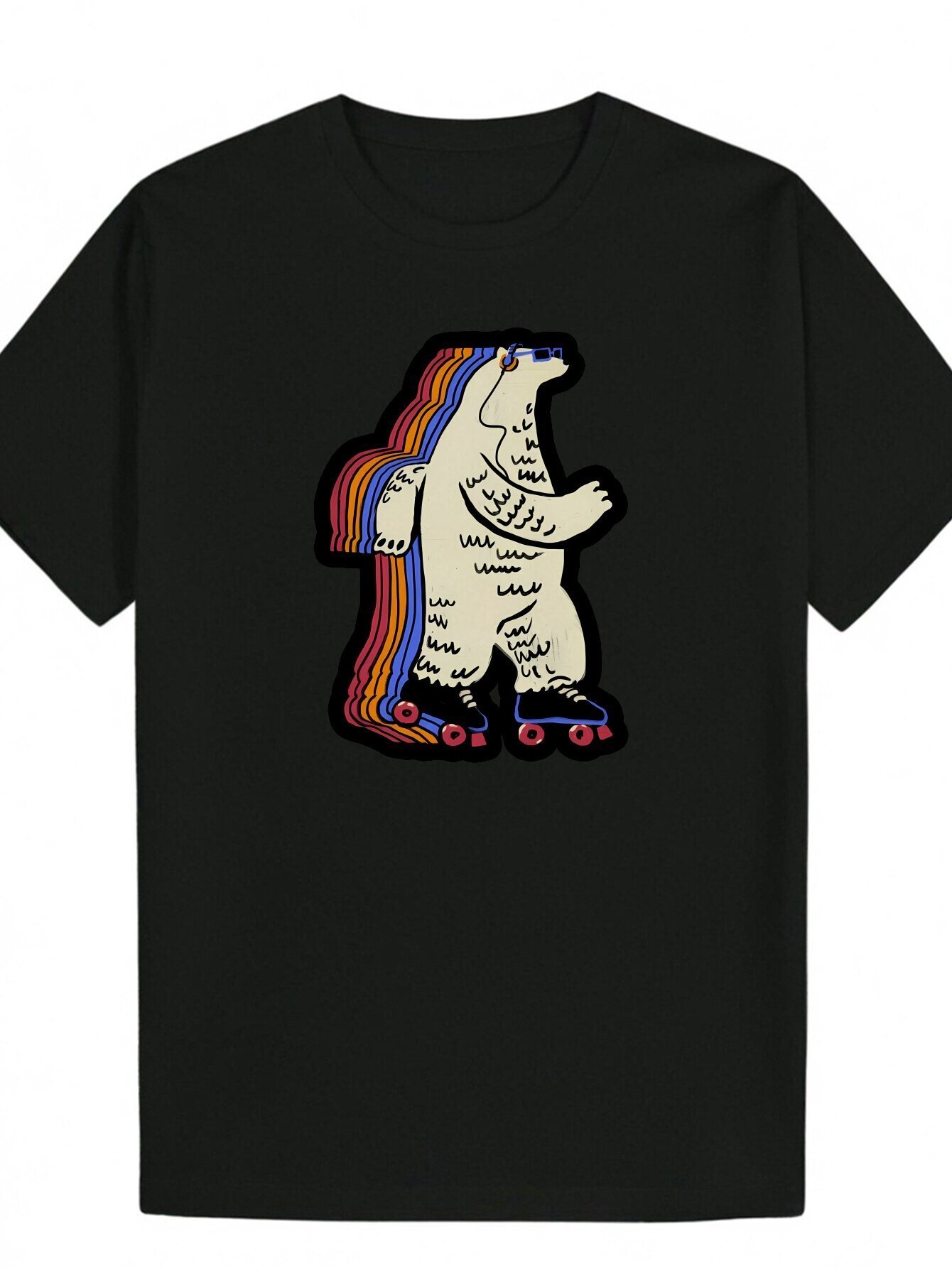 Men's Round Neck Polyester T-Shirt with Vibrant Ice Cream Cone Animal Design - Soft, Comfortable, Fashionable, Suitable for Casual Wear, Summer T