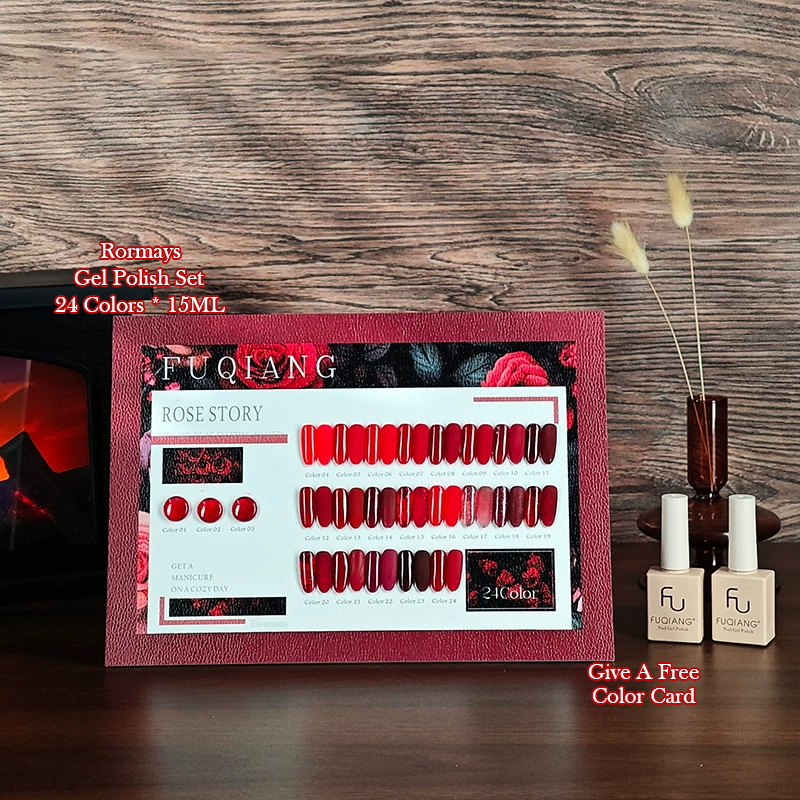 Rormays gel polishing 24PCS mixed varnish semi permanent Ankara red UV LED high-end wine red nail glue primer red series nail glue wholesale factory