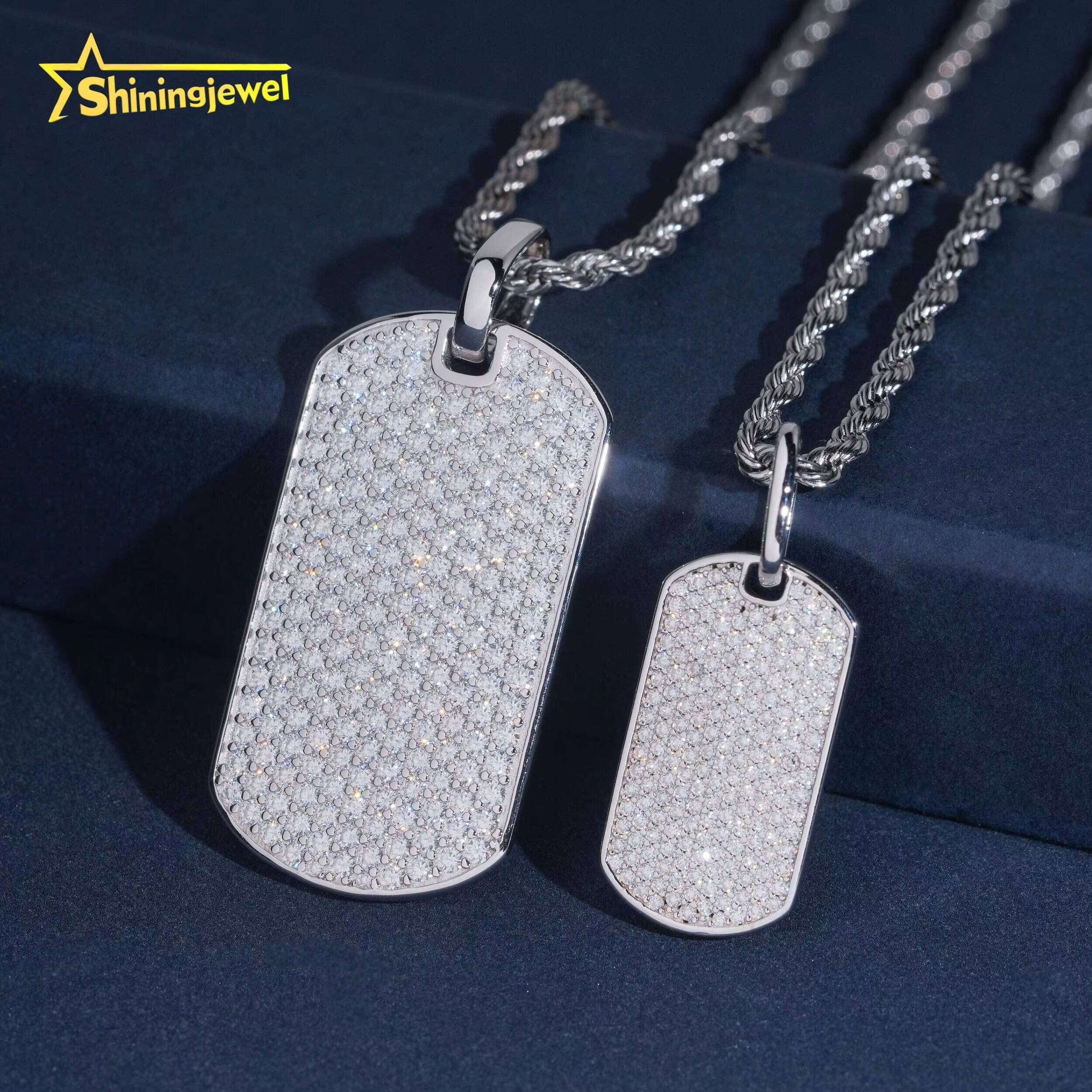 Custom Pendant Moissanite Hip Hop Jewelry 925 Sterling Silver Fully Iced Out Moisaanite Dog Tag Pendant Pass Diamond Tester