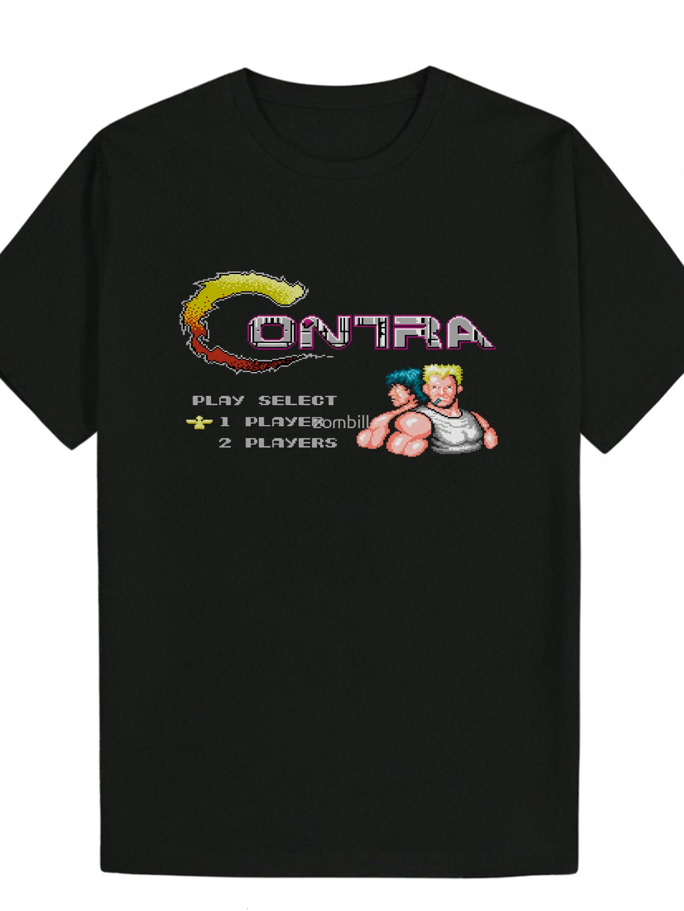 Men's Graphic CONTRA Design Black 80s Arcade T-Shirt Lightweight Breathable Polyester Shirt Suitable for Gaming Events and Daily Leisure - Machin