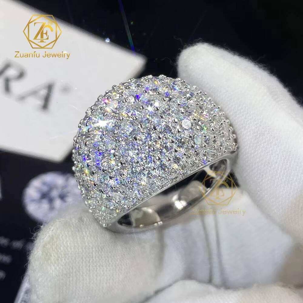 Personalized Luxury Iced Out 925 Sterling Silver VVS1 Moissanite Ready to Ship Customized HipHop Rings