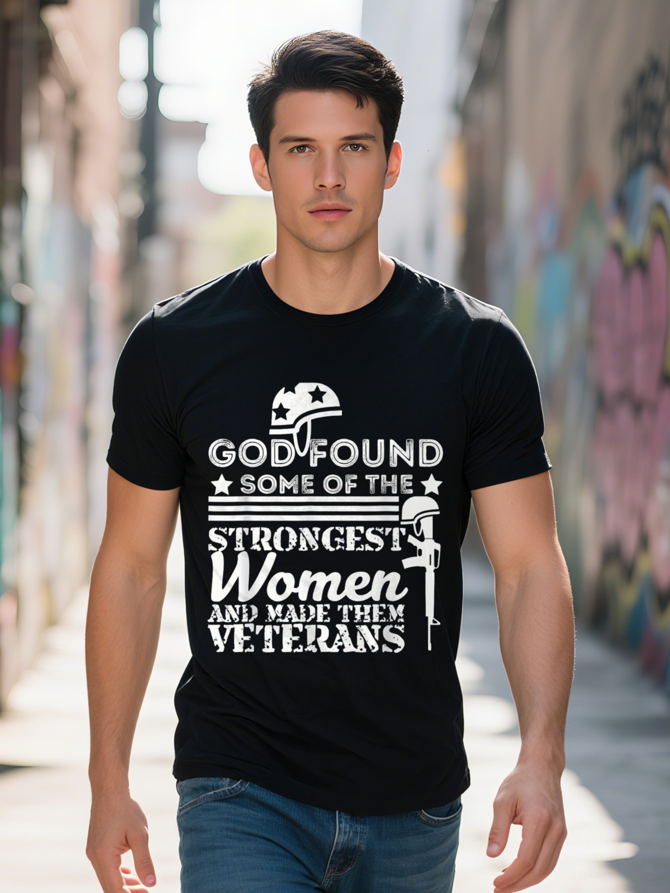 Men S g Cotton God Found Some Of The Strongest Women Veterans T shirt
