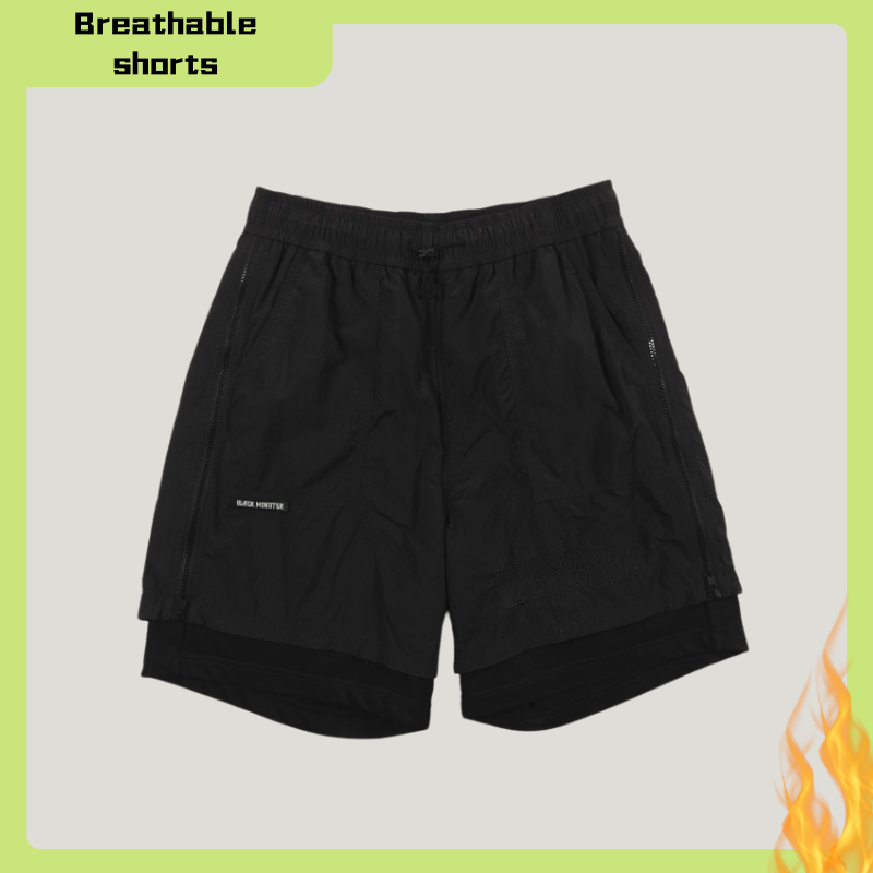 Men's Solid Color Athletic Shorts with Zipper Decoration and Pockets - Customizable