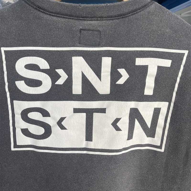 Casual Men Women Cracked Letters Printing Best Quality Saint Sweatshirt Vintage Washed Black Loose Cotton Long Sleeve Pullover X250802