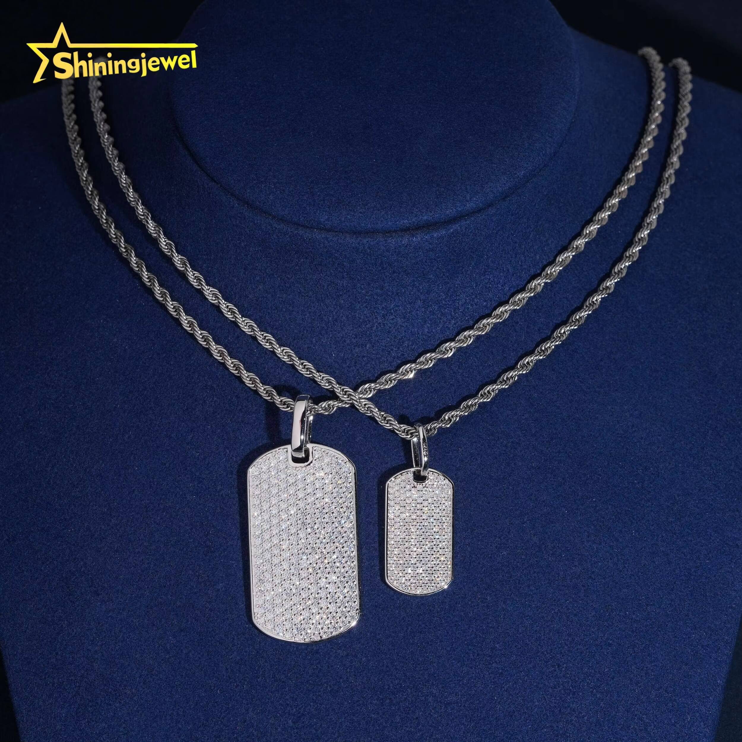 Custom Pendant Moissanite Hip Hop Jewelry 925 Sterling Silver Fully Iced Out Moisaanite Dog Tag Pendant Pass Diamond Tester