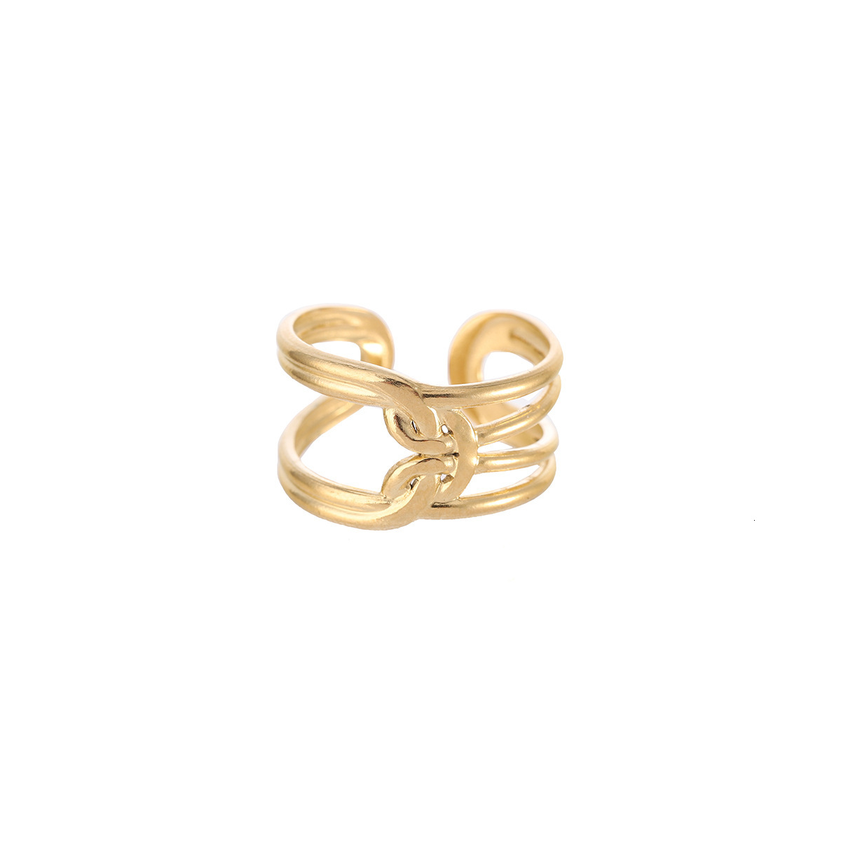 New Elegant Retro Line Knot Design Open Stainless Steel Designer Jewelry Wedding Rings For Women Vacuum Gold Plated Non-fading Ring