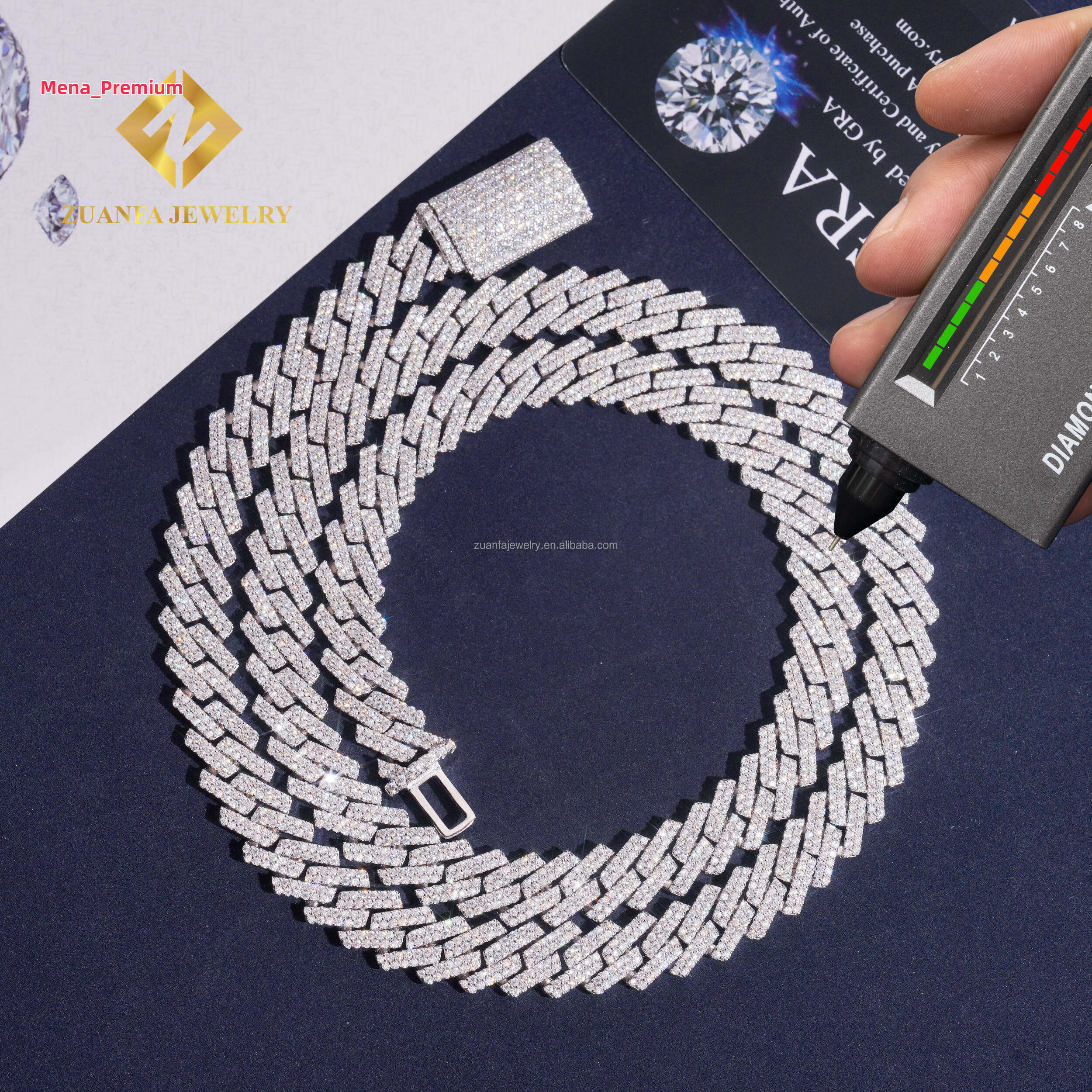 Best Selling Popular Rapper Jewelry 10mm Two Rows Solid Silver 925 Iced Out Hip Hop VVS1 Moissanite Miami Cuban Link Bracelet