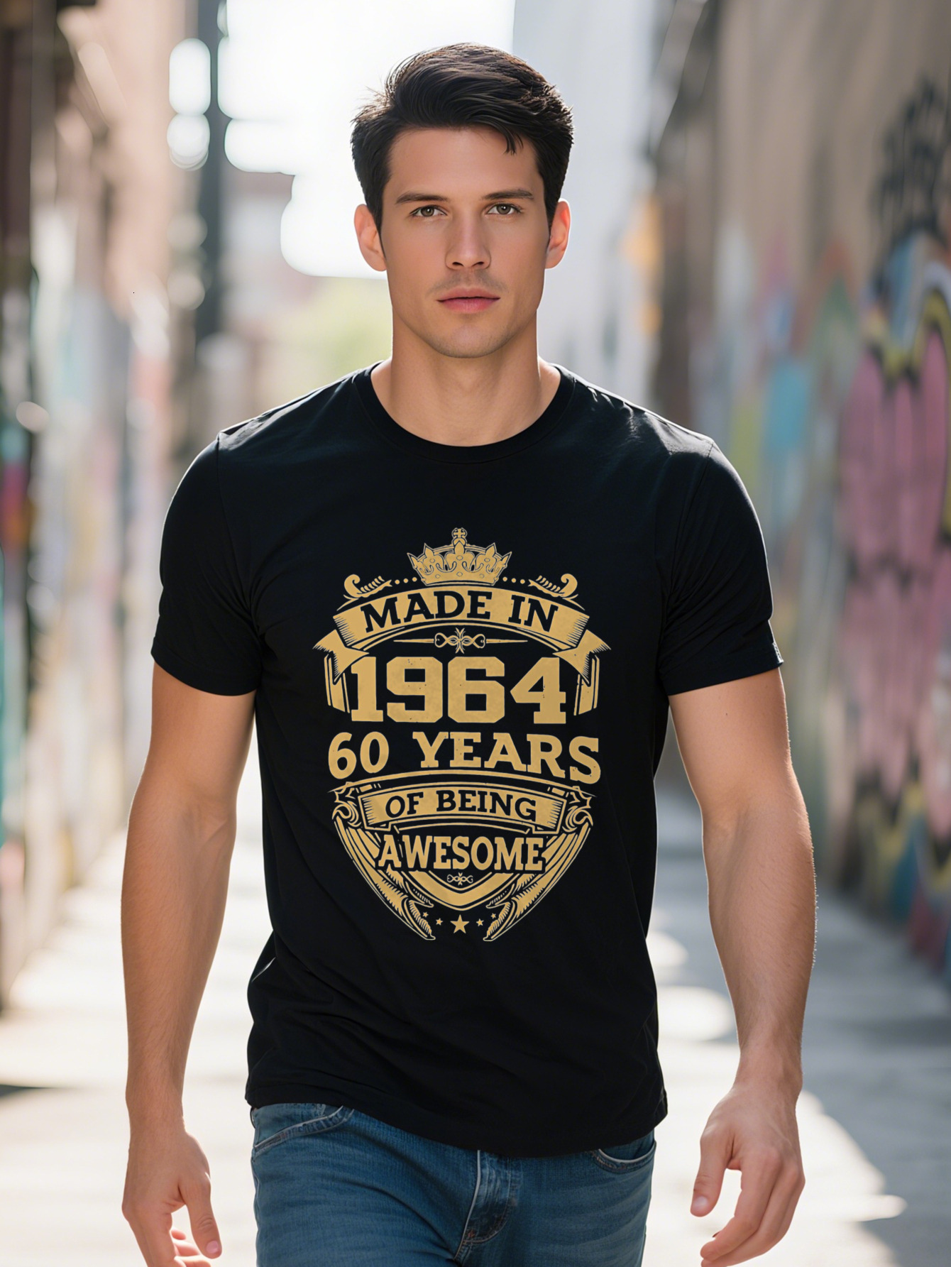 Men s Summer Casual T Shirt with Unique Print Design Soft Polyester Blend Stretch Fit Round Neck Non Transparent