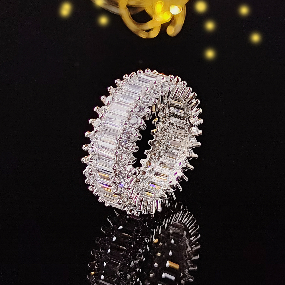 2025 New High-end Luxury Zircon All-diamond Flat Band Ring A Jewelry Wedding Ring Designed By A Niche Female Designer With A High-end Design