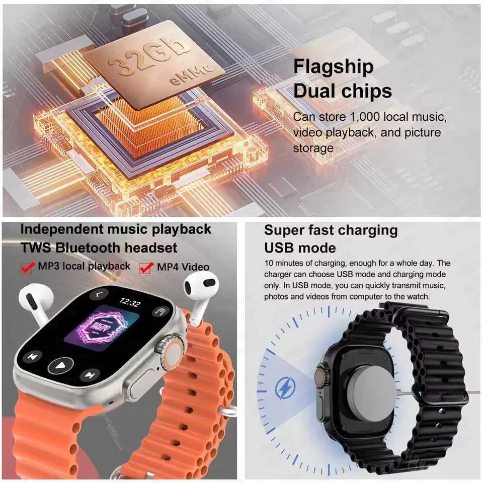 New DTtra 3 Smartwatch 2.01 Amoled Screen 32GB MP3 Player Network Sharing APP Store Smart AI Watch Men 2025 Y250802