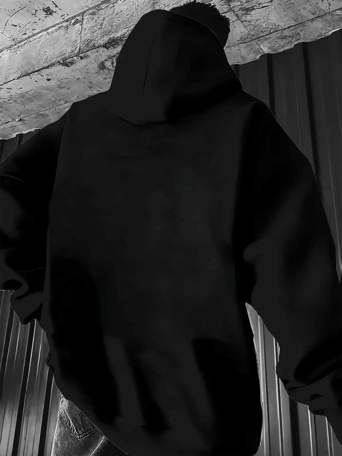 Mens Casual Hooded Sweatshirt with Front Patta Print - Regular Fit All-Season Comfort for Men 18-40 Years Sweatshirt X250802