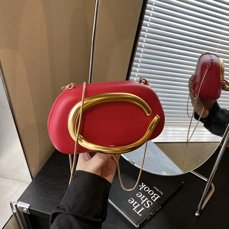 Lanjia- European And American Classic Round Box Hand-Held Dinner Free Shipping Designer Metal Handle Chain Single Shoulder Crossbody Bag Retro Mini Ha
