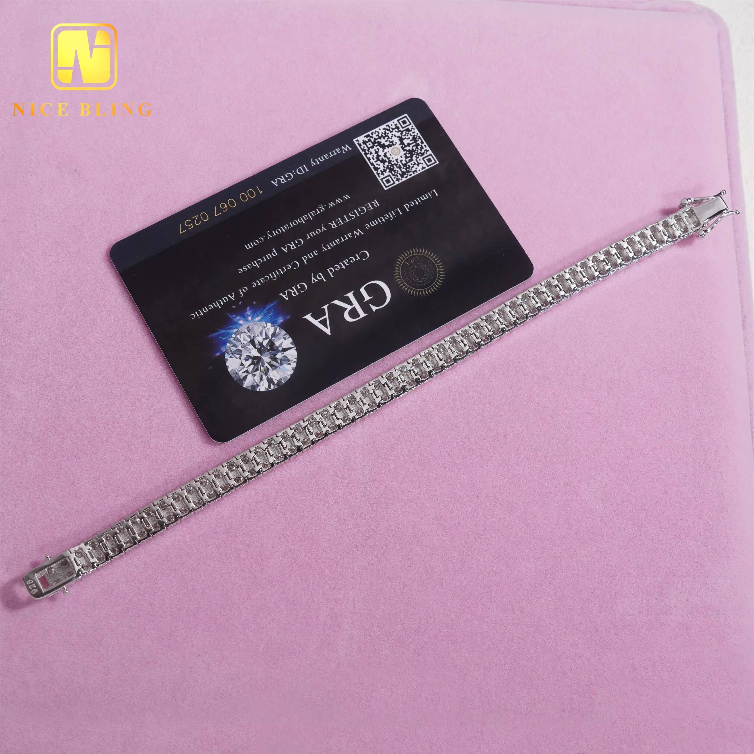 Fashion Jewelry Bracelets 925 Silver Hip Hop Tennis Bracelet Men Women Double Layer 3MM VVS Moissanite Diamond Tennis Bracelets