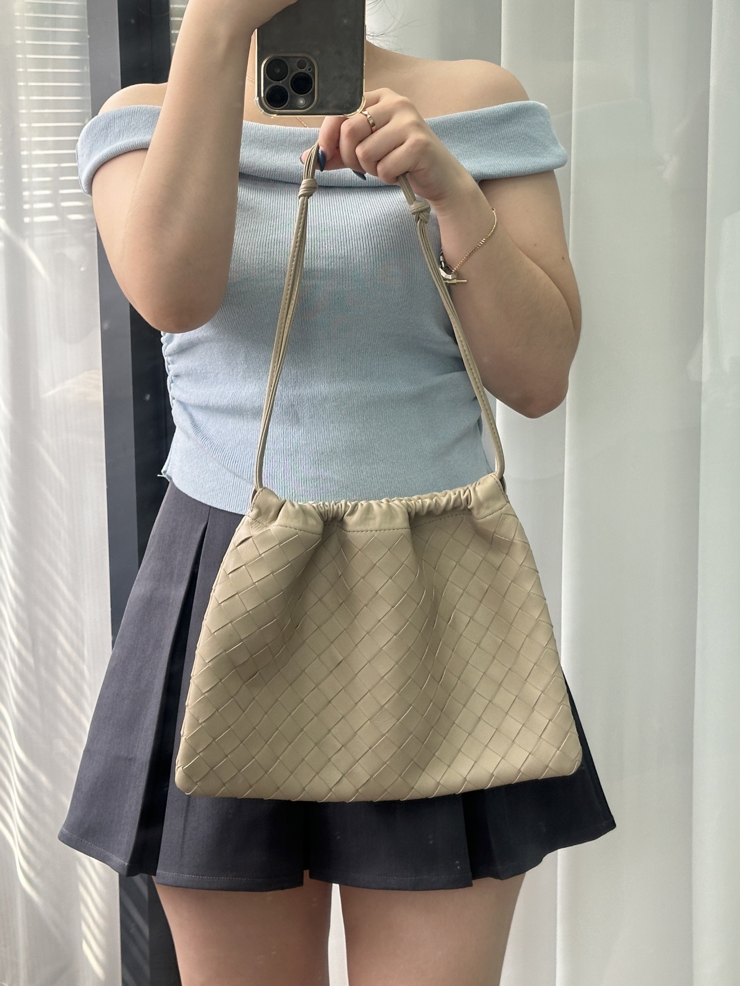 new European and American retro Dustbag underarm bag mini soft cowhide simple shoulder bag shiny braided women's bag