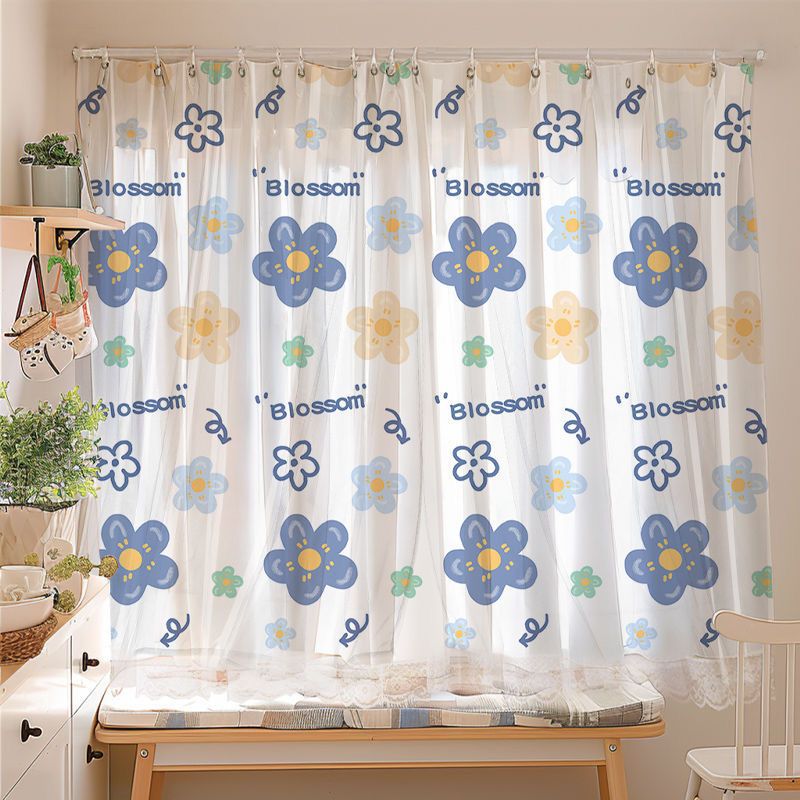 YL-36764 Punch-free installation simple curtain blackout cloth sunshade with rod small short window door curtain rental house partition curtain