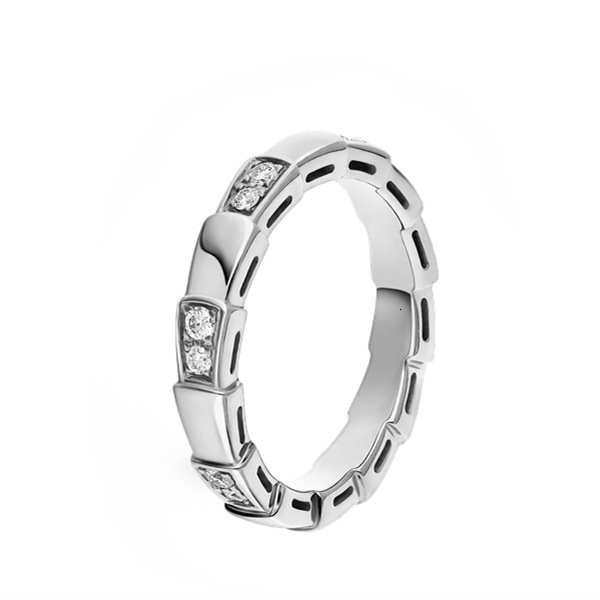 925 Silver Snake Bone Designer Jewelry Wedding Rings Snake Shape Ring Mother-of-pearl Diamond Full Diamond Light Luxury Rose Gold Couple Rings