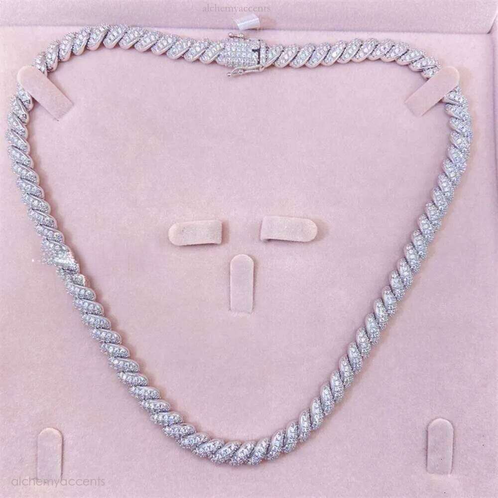 Buss Down Custom Fully Iced Out Vvs Dia 8mm Sterling Sier Rope Chain Necklace Moissanite Cuban - view 4