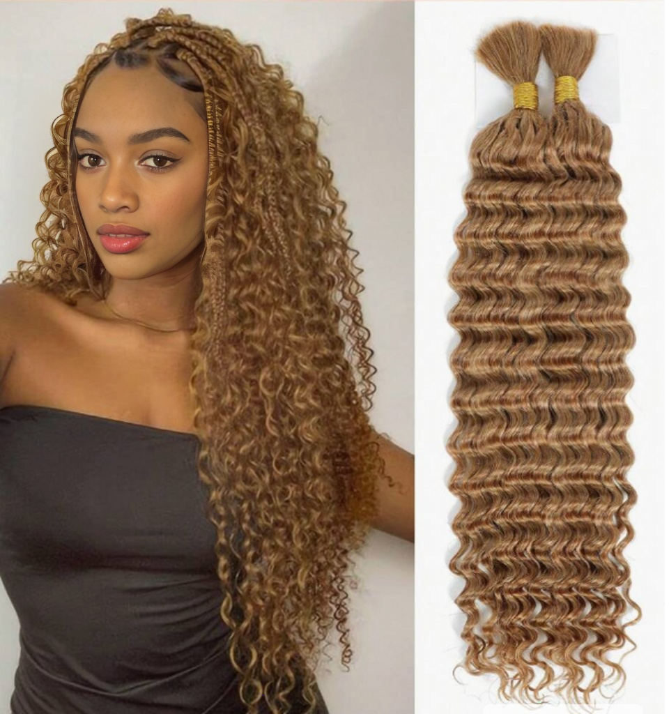 ViBESHiFT18-22 Inch Deep Wave Bulk Hair Extensions 100% Human Hair 12A Brazilian Virgin Hair for Women Seamless Look Party Daily Work