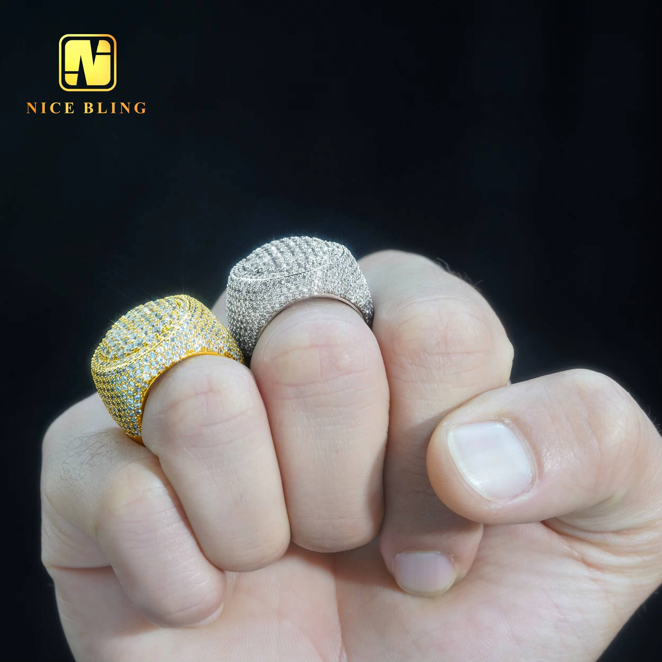 18k Gold Plated Icy Rings Oval Shape Cz Diamond Men Hip Hop Rings Cheap Price Hip Hop Jewelry