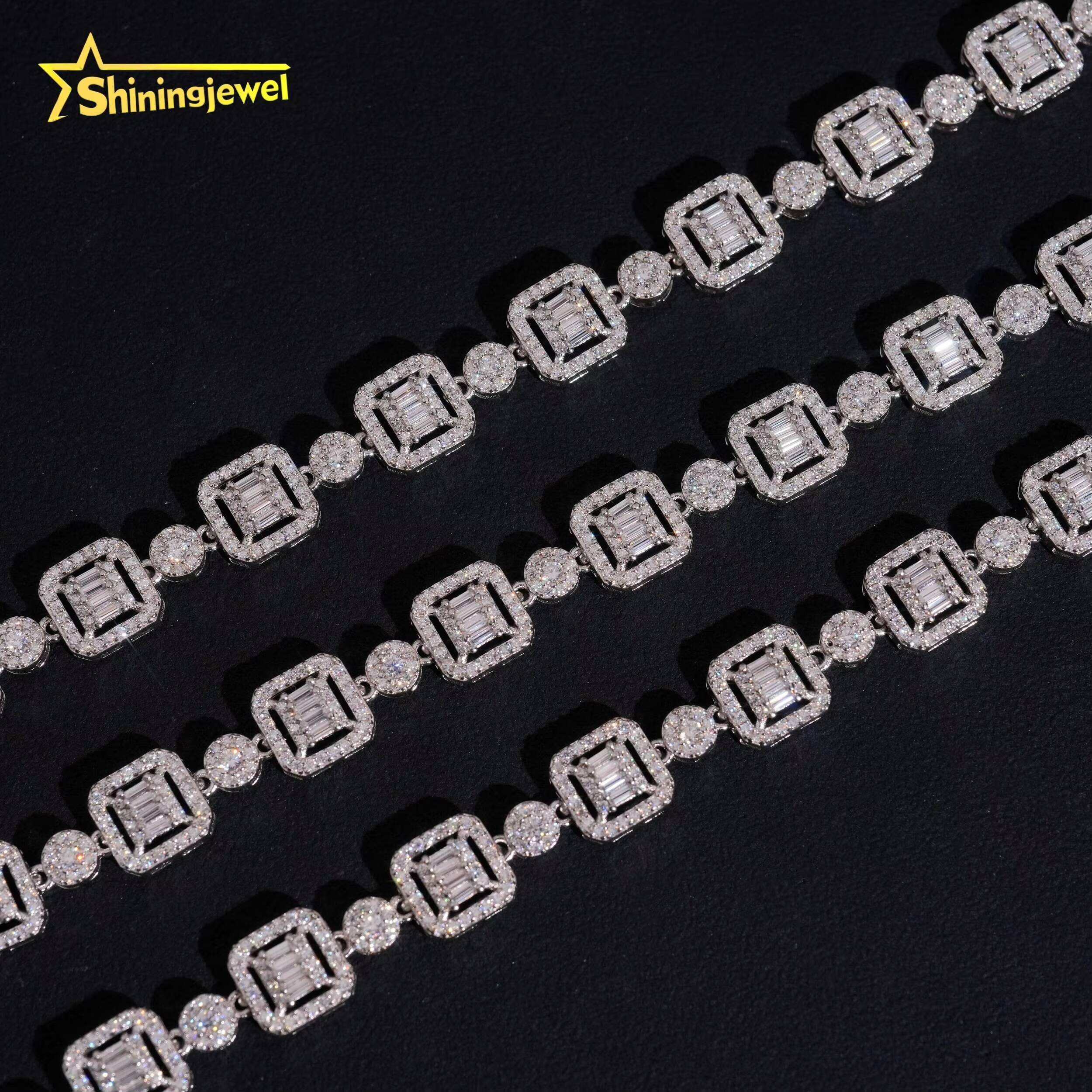 GRA Certificate High Quality 9.5mm VVS Moissanite Silver 925 Iced Out Chain Diamond Necklace