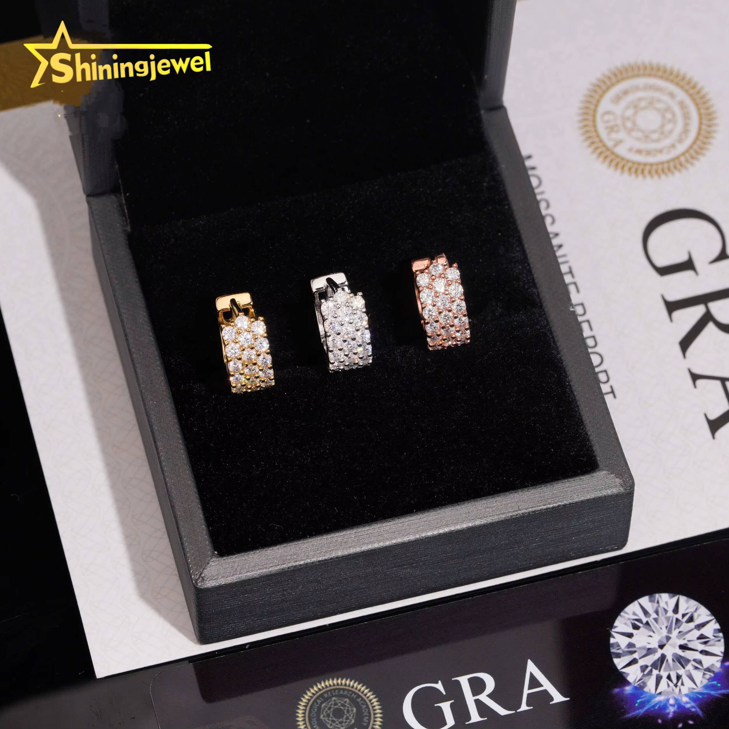 Iced Out Hoop Pass Diamond Tester Jewelry Moissanite Earrings Diamond Silver 925 VVS Moissanite Hoop Earrings for Women Men