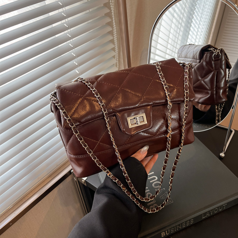 High-End Quilted Chain for Women 2025 New Large Capacity Commuter Tote Hobo Single Shoulder Crossbody Bag ddmymoon