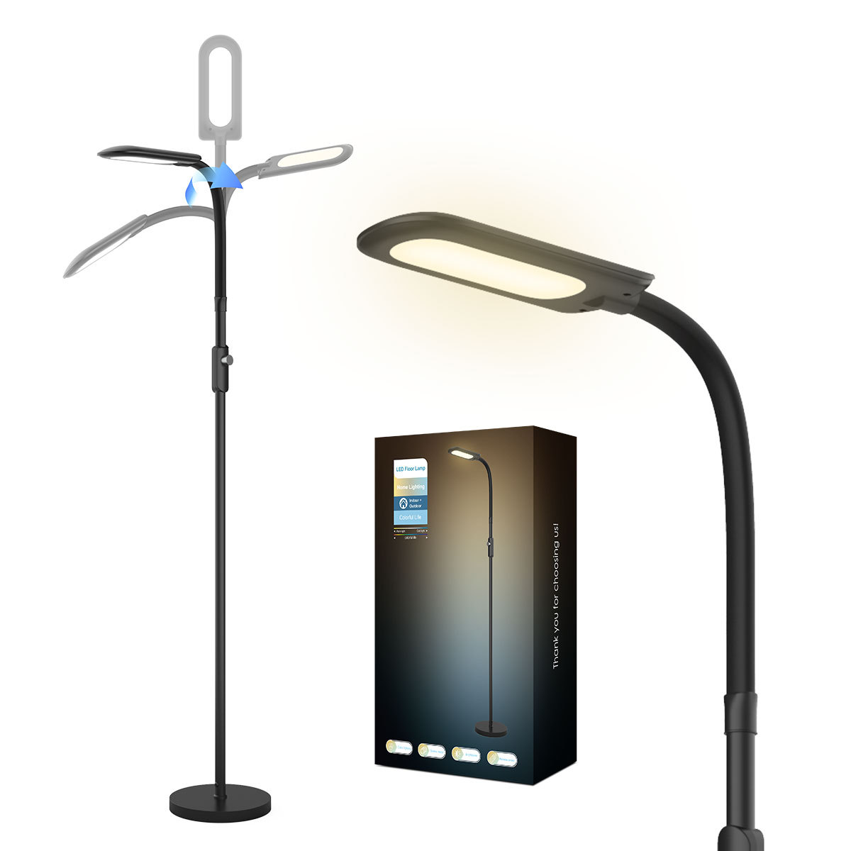 Adjustable Floor Lamp for Living Room & Bedroom with Soft Ambiance Lighting Color temperature can be adjusted HCP073
