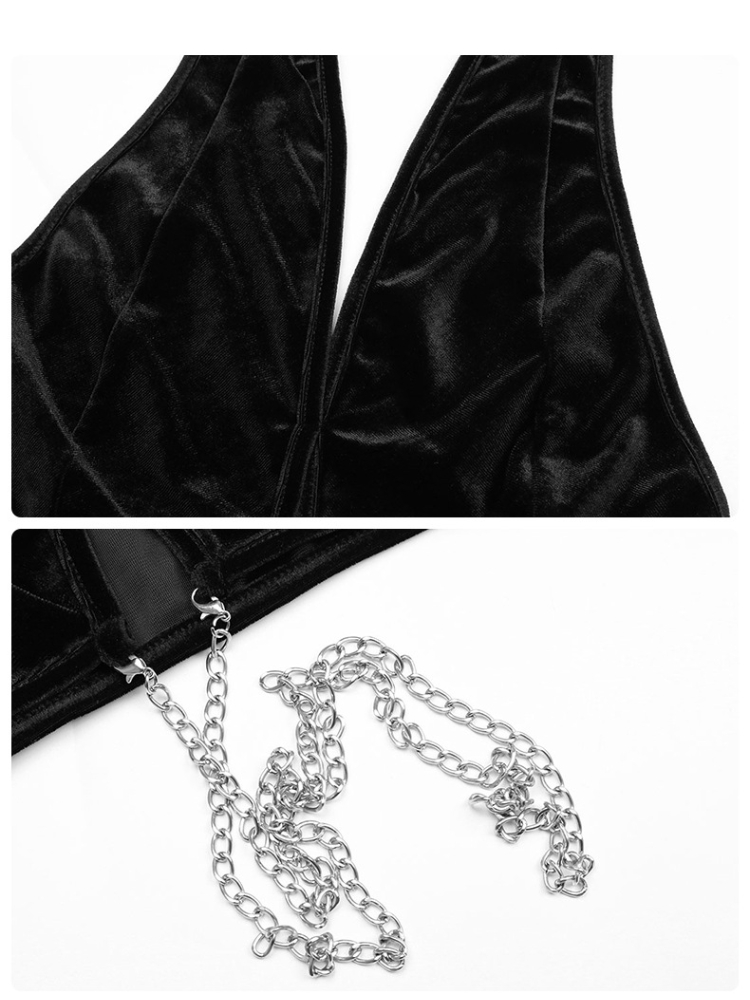 DW50010 Women's Tanks Camis Summer European and American Neck Hanging Vest Solid Color Sexy Women's Clothing Polyester Velvet Chain