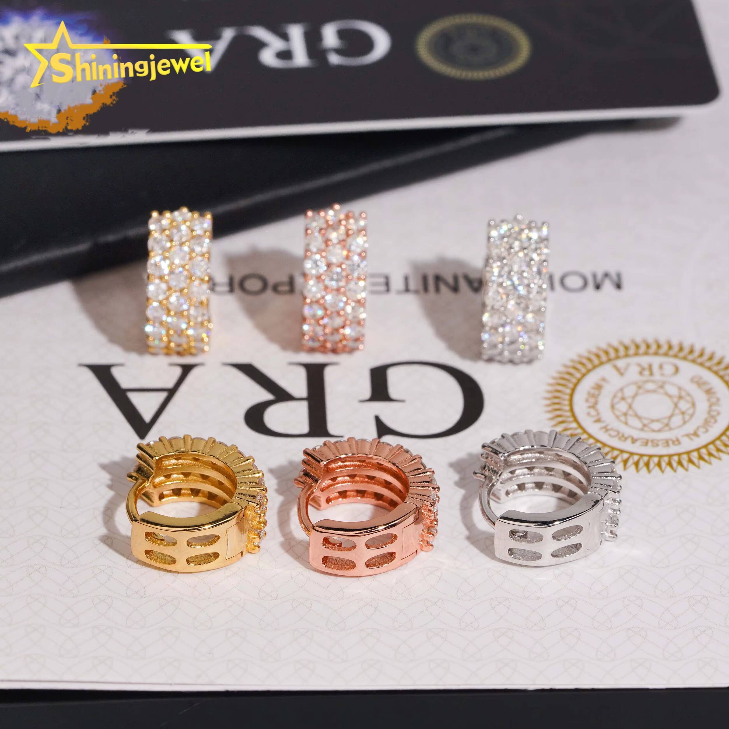 Iced Out Hoop Pass Diamond Tester Jewelry Moissanite Earrings Diamond Silver 925 VVS Moissanite Hoop Earrings for Women Men