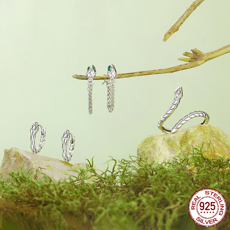 2025 New Designer Wedding Ring 925 Silver Retro Personality Zodiac Snake Birth Year Simple High-end Jewelry Set