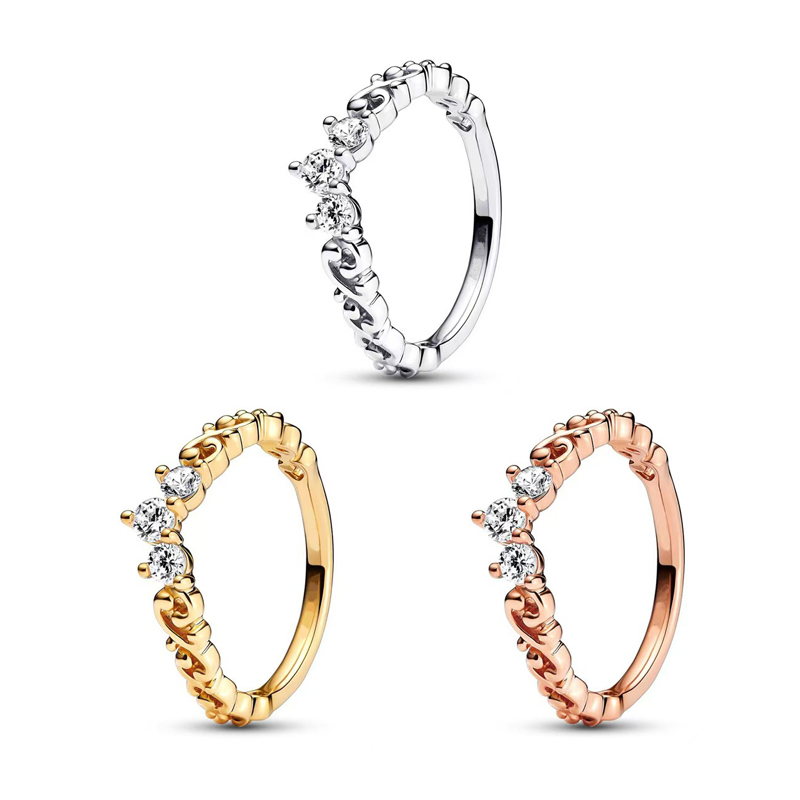 Luxury Crown CZ Diamond Rings Women S925 Sterling Silver Designer Christmas Wedding Birthday Gifts Jewelry R089