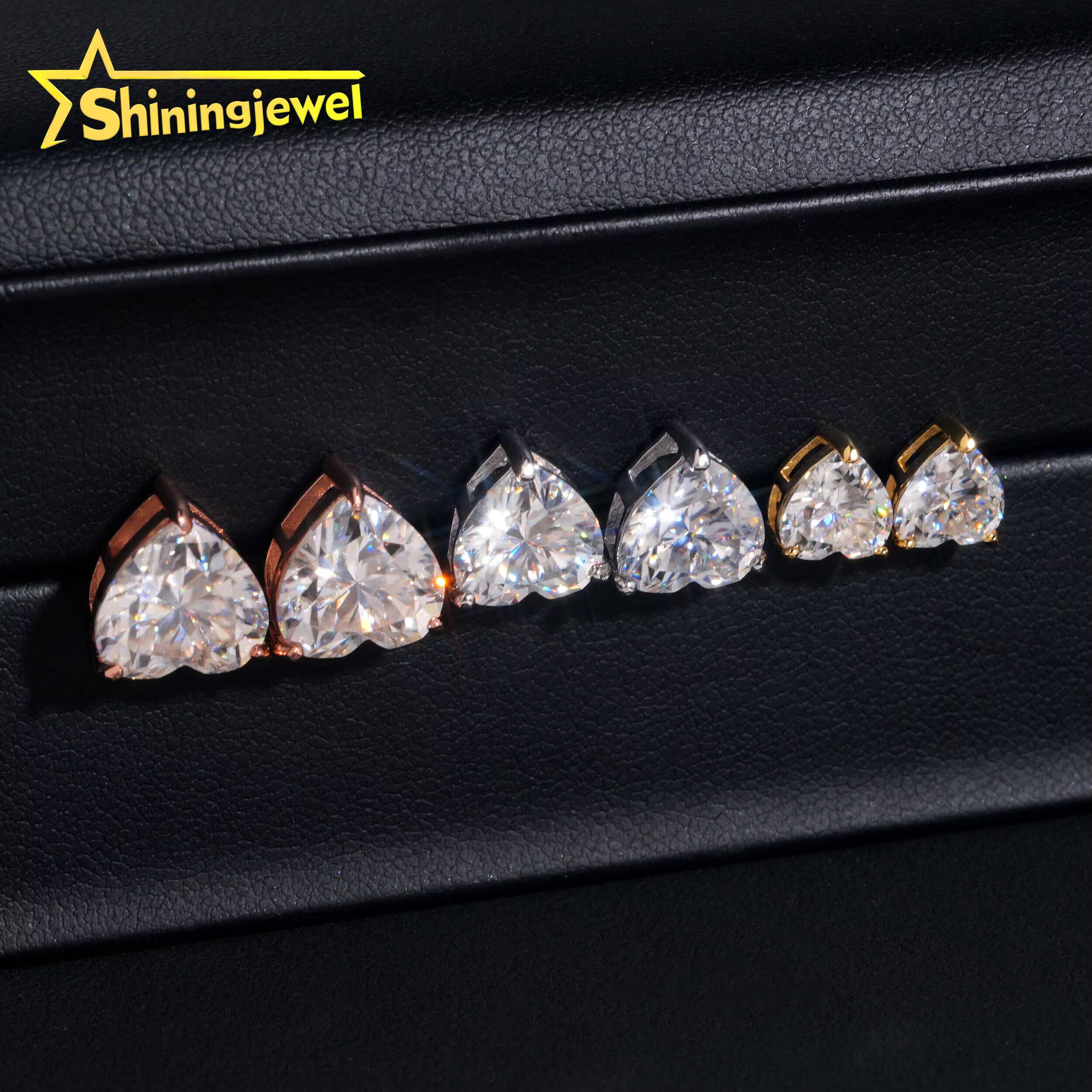 Fine Jewelry 925 Silver Heart Shape Moissanite Stud Earrings GRA Certificate Women Moissanite Diamond Earrings Daily Wear