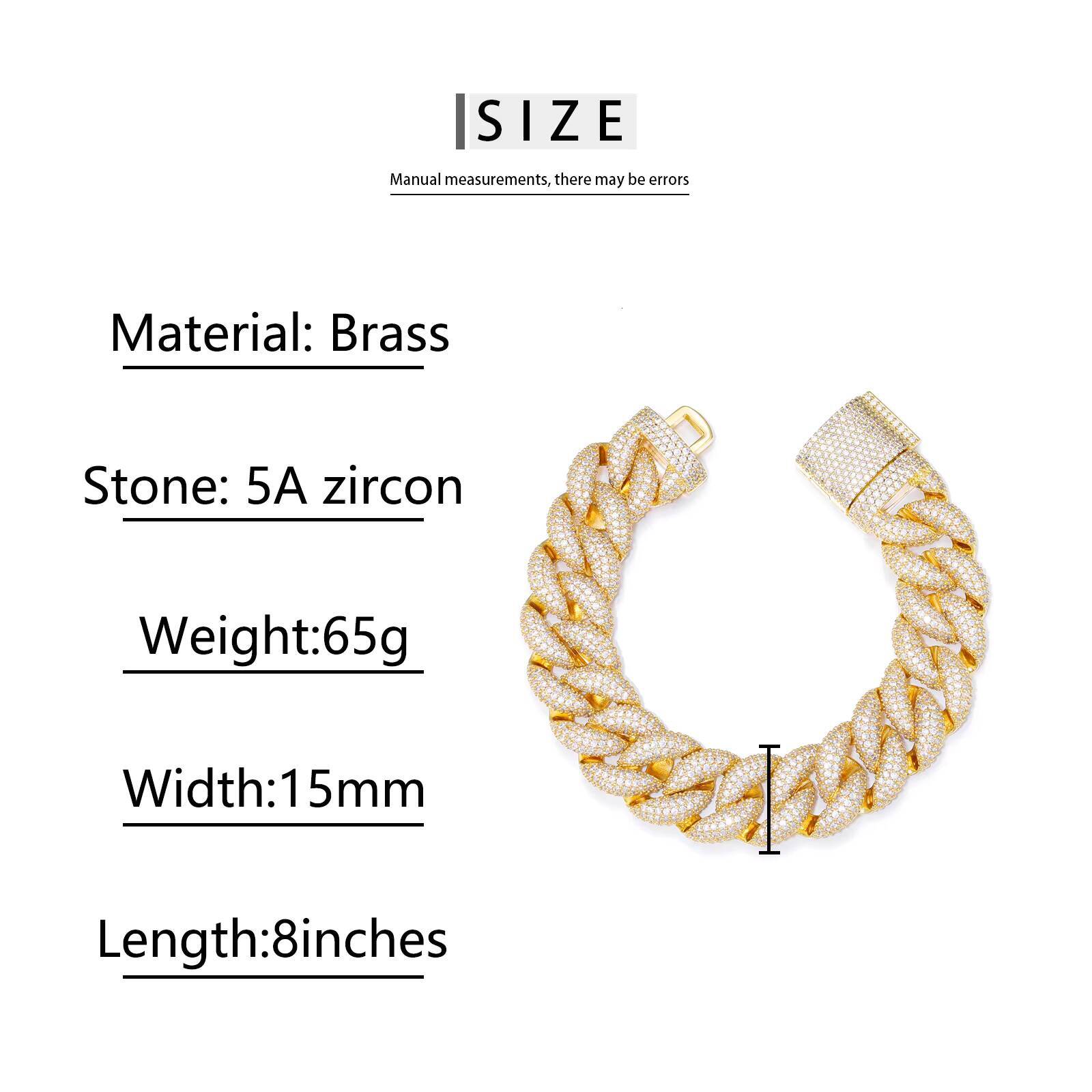 Fashion Hip Hop Jewelry Rappers 15mm Brass Micro Paved 5 Rows AAAAA CZ Diamond Iced Out Bubble Cuban Link Bracelet for Men