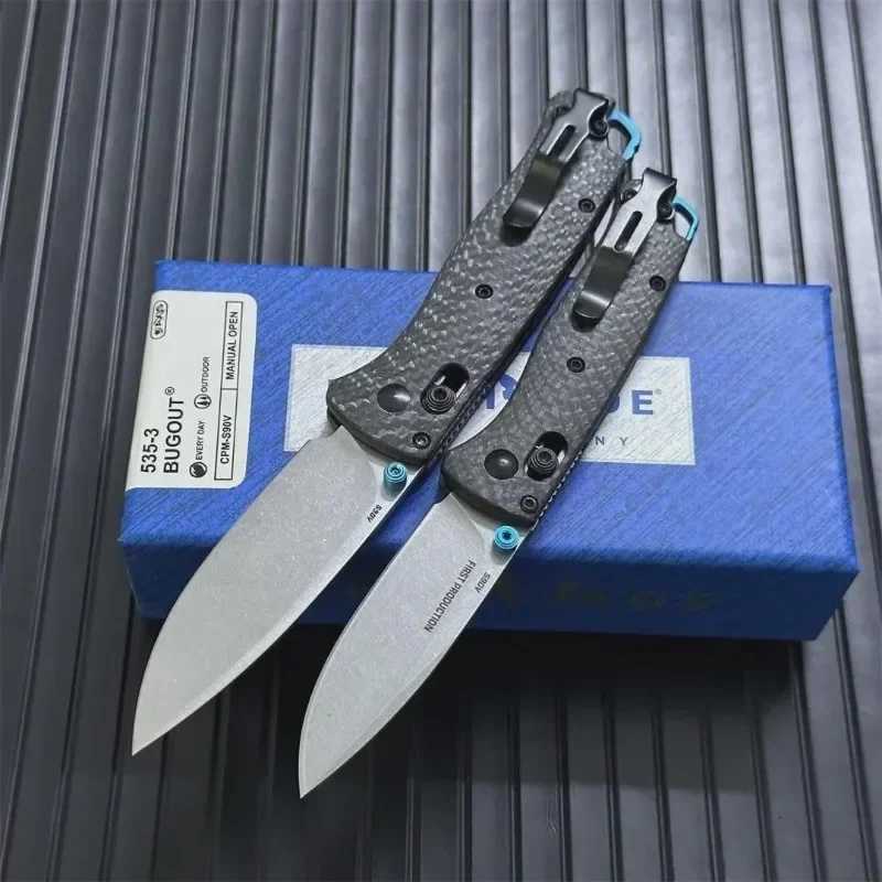 BM Bugout 535-3 533-3 Mini Folding Knife Carbon Fiber Handles Tactical Outdoor Hunting Survival Camping Multi Pocket EDC Tools S250802
