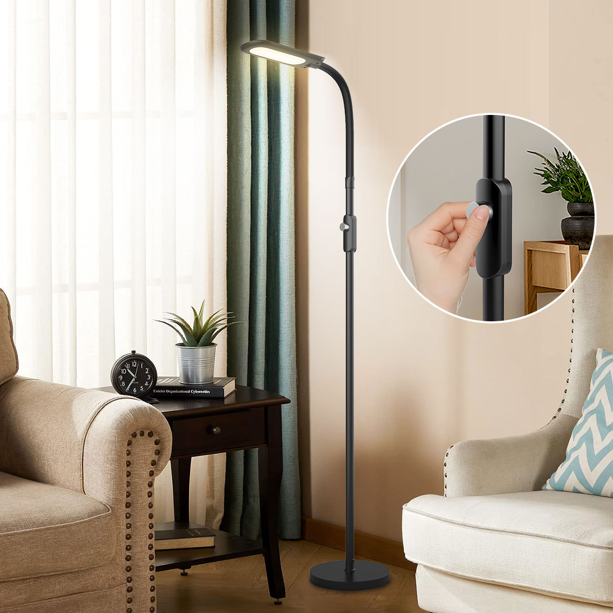 Adjustable Floor Lamp for Living Room & Bedroom with Soft Ambiance Lighting Color temperature can be adjusted HCP073