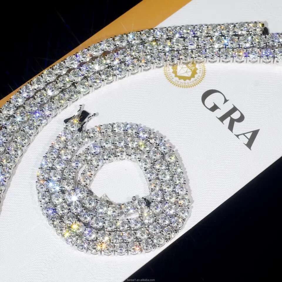 Morganite 4mmhip-hop jewelry designer style necklace bracelet 100% tested with stone test for tennis chainFast delivery