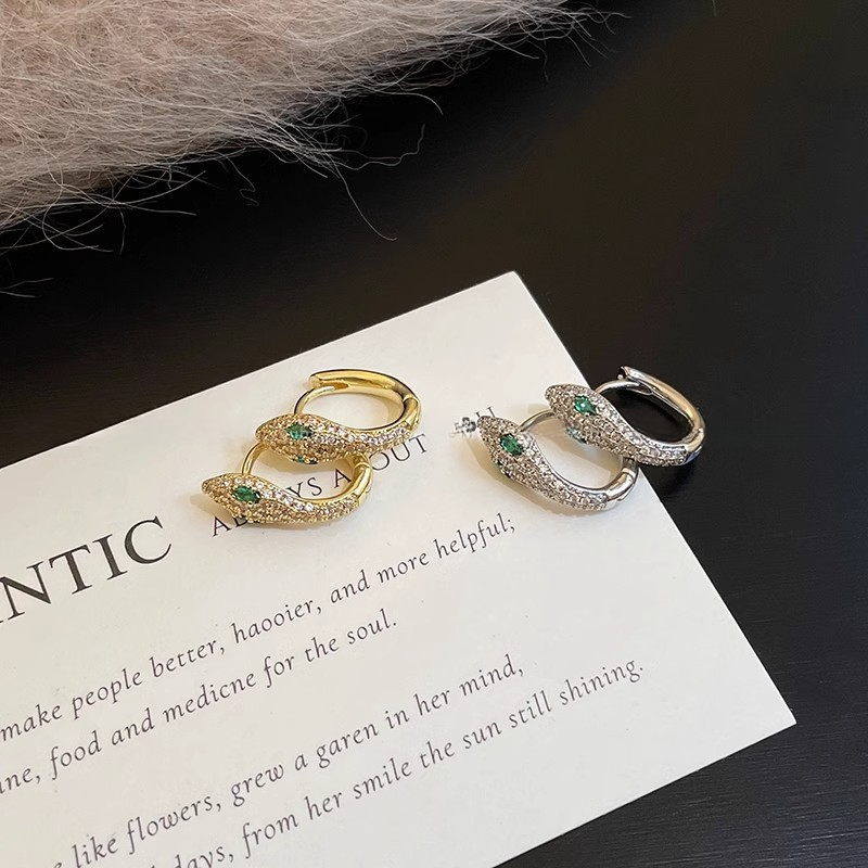 Fashionable Zircon Serpentine Women's Earrings Free Delivery Designer Luxury Jewelry European And American Creative Round Earclip Jewelry Ear Stu